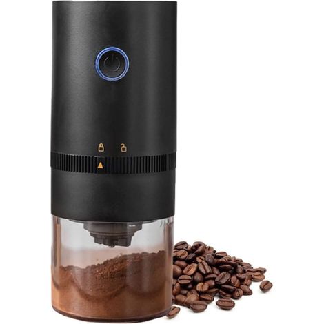 Moulin à café électrique, rechargeable par USB, sans fil et portable, broyeur conique professionnel en céramique avec réglages ajustables – Idéal pour la maison, les voyages et les activités de plein (1/5)