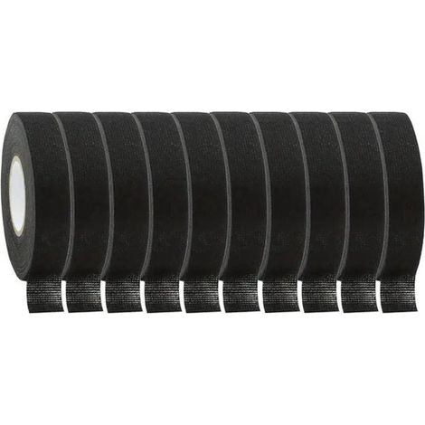 Nastro adesivo termoresistente, nastro isolante 1,9 cm x 10 m, nero. Nastro isolante resistente alle alte temperature, lunghezza 10 m x larghezza 1,9 cm (5 pezzi). (1/5)