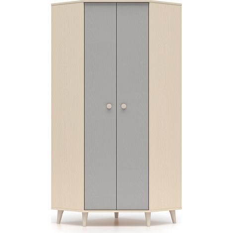 Armadio 2 ante Alycia beige - grigio - effetto marrone 190cm (1/5)