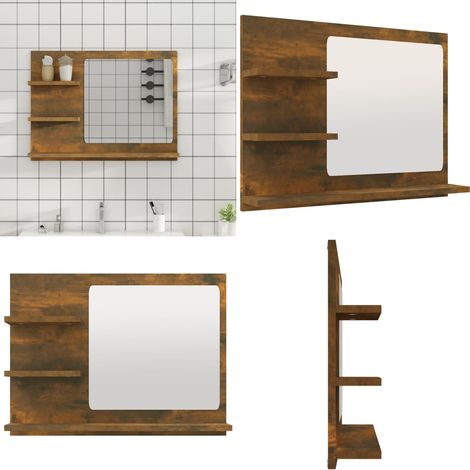 Badspiegel Räuchereiche 60x10,5x45 cm Holzwerkstoff - Badspiegel - Holzwerkstoff - Spiegelschrank - Badezimmermöbel - Waschtisch - Home & Living (1/5)