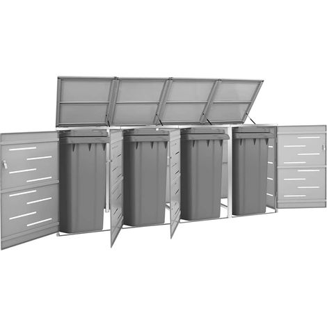 Abri pour quatre poubelles 276,5x77,5x115 cm Inox (1/5)