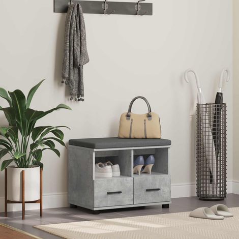 vidaXL Panca per ingresso con cuscino Grigio Cemento 60 x 38 x 46