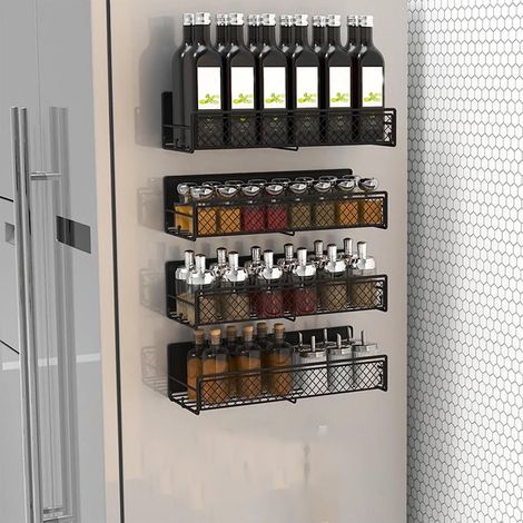 Rack De Rangement Pour Epices - Avec Aimant - Pour Refrigerateur Et Four - Noir - 30,2 X 10,2 X 7,6 Cm - 1 Piece (1/5)