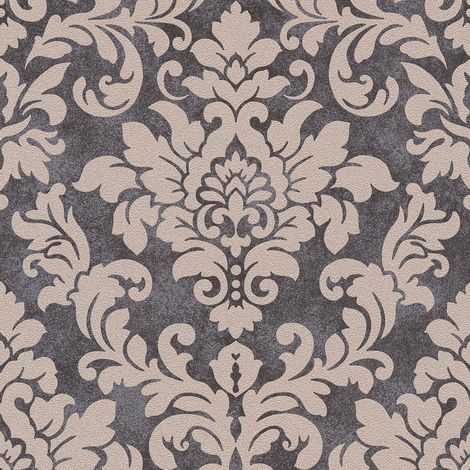 Barock Tapete Profhome 372704 Vliestapete leicht strukturiert glitzernd schwarz silber beige 5,33 m2