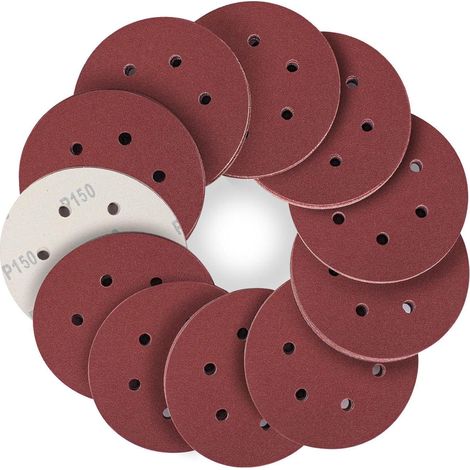 Schleifpapier 150 mm Klett 6 Loch 50 Exzenterschleifer 150 Körnung (1/5)