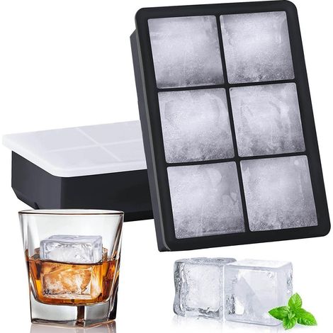 Eiswürfelformen 2er-Set, große 5cm Eiswürfel mit Deckel, Silikon, XL Eisbereiter (1/5)