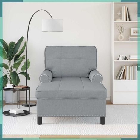 Chaise longue - 42022930 - Gris clair - Tissu - Coussin de siège amovible (1/5)