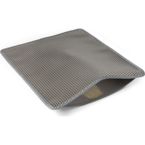 1 - Tapis De Litière - Tapis Double Couche - Surface En Nid D&39abeille Et Base Imperméable - Pour Chat - Gris - 76x61cm (1/5)