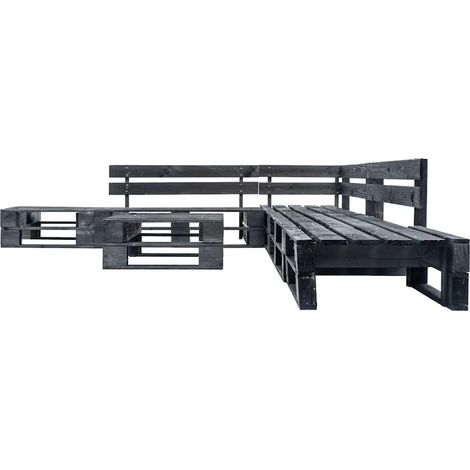 Maison Exclusive - Divani da Giardino su Pallet 6 pz Neri in Legno (1/3)