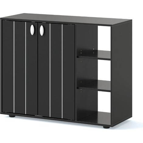 Meuble à chaussures lot de 1 80 x 31 x 64,5 cm espace de rangement personnalisable minimaliste design noir