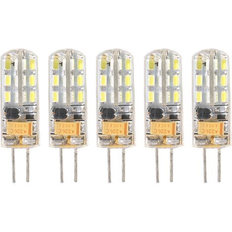 Lot de 5 ampoules LED G4 à intensité variable AC12V, ampoules cristal, blanc froid, 24 LED, 1,5 W (1/5)