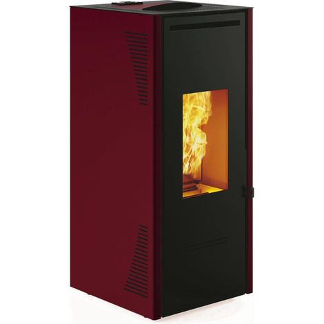 stufa a pellet canalizzata e ventilata invicta "talo plus" rosso 11,6 kw (1/2)