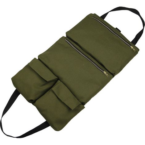 Lntyq Rouleau À Outils Rouleau À Outils en Toile Polyvalent, Pochette À Rouleau De Clé, À Outils Enroulable avec 2 Poches Zippées, Organisateurs D'outils pour Voiture