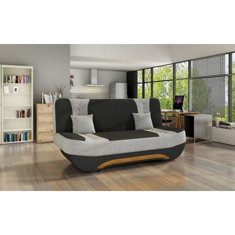 Klick-klack-Sofa Schlafsofa KANDY in Stoff Sawana Schwarz-Hellgrau