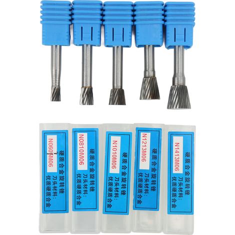 Fraises Rotatives Carbure Toivize N Type Tige 6mm Monodenture Set 5 Pièces pour Dégrossissage et Polissage Métal Bois (1/5)