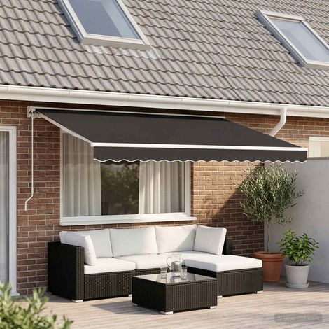 Toile de rechange pour store banne 4x2 m Anthracite Polyester (1/4)