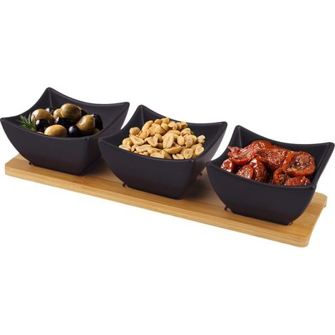Ciotoline per snack in porcellana nera, 31,5 cm, 4 pezzi. (1/5)