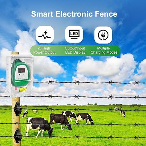 Cloture Electrique pour Animaux, electrificateur de cloture, electrificateur secteur Pour ÉLevage D'Animaux Cheval Vache Moutons, Pour ferme jardin pâturage (Bleu Clôture électrique E) (1/4)