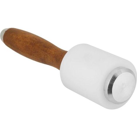 Martello per cuoio, martello in nylon con manico in legno, martello per la lavorazione del cuoio: un pratico strumento con un vano per riporre gli scalpelli da taglio. (1/5)
