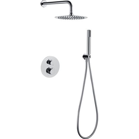 Ensemble de douche murale encastrée TWIST Thermostatique Chromé BrillantOr rose brosséChroméNickel brosséOr brosséNoir matCanon de fusil