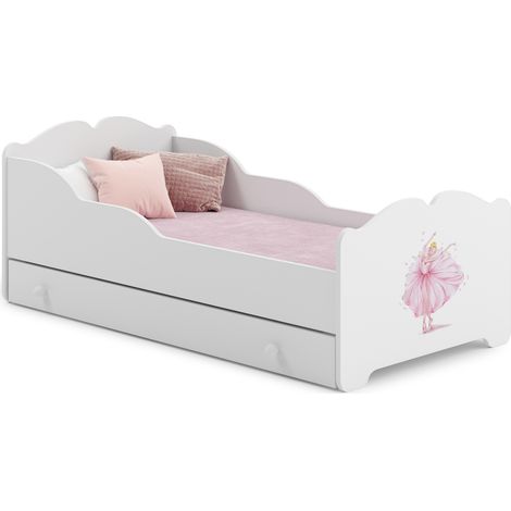 ANNA letto per bambini con cassetto 140x70 Principessa con corona