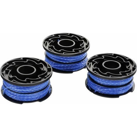 BLACK+DECKER 3er-Pack Ersatzspulen für Rasentrimmer, Reflex Plus automatische Fadenvorschubspule, 3 x 12 m Nylonfaden, 1,5 mm Durchmesser, A6441X3-XJ Blau (1/5)