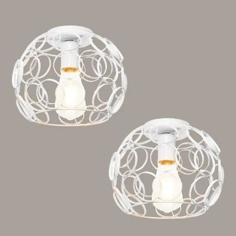 U-DO 2Pcs Plafonnier design Moderne Lustre de Plafonde en Métal Blanc Décoration Café Couloir (1/4)