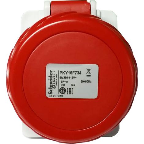 PratiKa - socle de prise industrielle coudée 16 A - 3P+T - 380-415 V CA - IP67 - PKY16F734 (1/3)