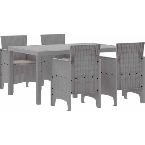 Maison Exclusive - Set da Pranzo per Giardino 5 pz Grigio chiaro Rattan Polt (1/5)