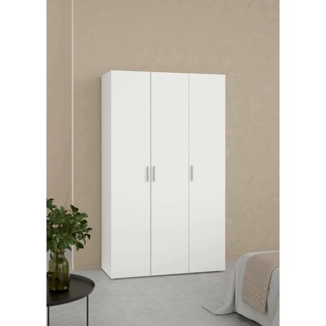 Dmora - Armario 3 puertas Albacore, Muebles de dormitorio, Vestidor, Armario de ropa, 118x50 h201 cm, Blanco (1/5)