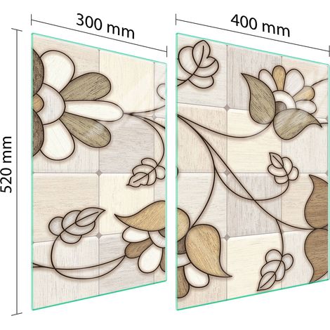 PLAQUE DE PROTECTION EN VERRE POUR POÊLE 70x52 MOSAÏQUE (1/5)
