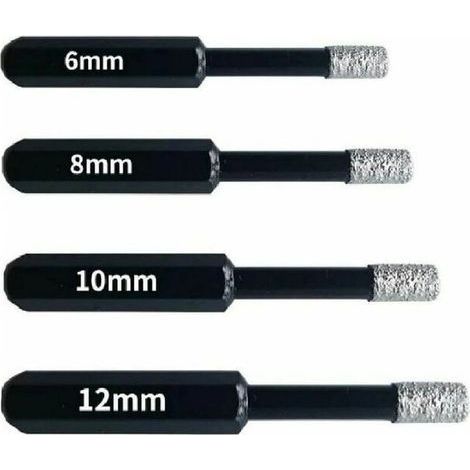 Forets Diamant Professionnels pour Carrelage, Céramique, Verre et Pierre - Coffret de 4 Mèches Diamantées (6mm, 8mm, 10mm, 12mm) - Scies-Cloches pour Grès Cérame et Tuiles (1/5)