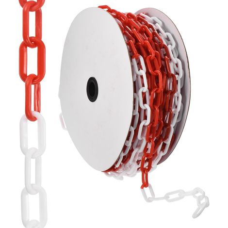 Chaîne barrière plastique 100 pieds Chaîne sécurité rouge blanc (1/5)