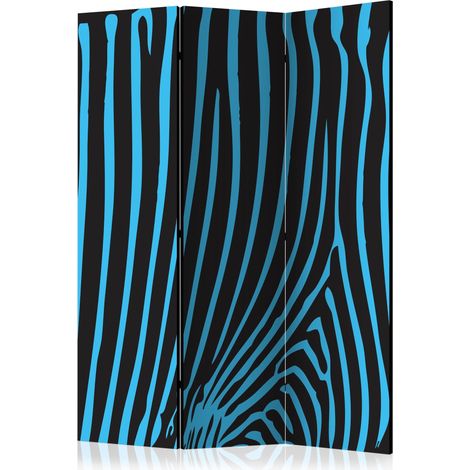 Paravento - Zebra pattern (turquoise) [Room Dividers] - 135x172 (1/4)