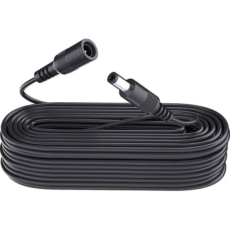 Câble d'extension d'alimentation CC de 10 m, en cuivre Pur, Adaptateur Secteur 12 V CC, 5,5 mm x 2,1 mm, pour caméras de vidéosurveillance, routeurs, Rubans LED, imprimantes et Plus Encore - Noir (1/5)