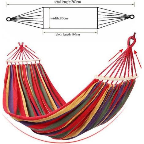 Doppelter Hängesessel aus rotem Stoff 260 x 80 cm mit Gestell - Marke - Modell - Erwachsene