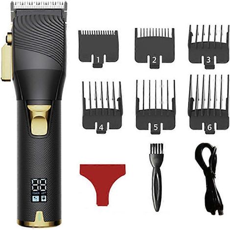 Tondeuse à cheveux professionnelle, design ergonomique pour un confort et une précision optimaux, kit de coupe de barbe et de cheveux sans fil avec batterie puissante pour hommes (1/4)