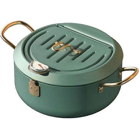 Friteuse à huile de cuisine avec thermomètre et couvercle (1/5)