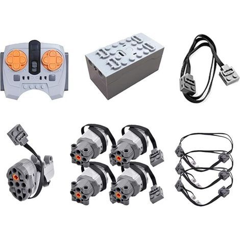 Set di 11 pezzi Tecnica Power Functions con telecomando, motore, servomotore, scatola della batteria, cavo di estensione e cavo luminoso per auto tecniche (1/2)
