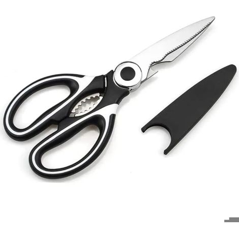 Ciseaux Cuisine, Ciseaux Cuisine Robustes, Professionnel Acier Inoxydable Ciseaux,Multiusage Ciseaux avec Couvercle(Blanc) (1/4)