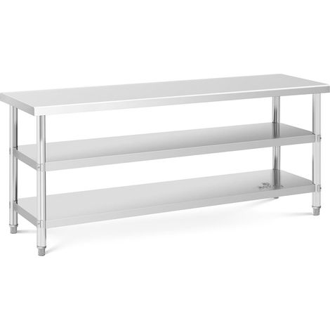 Mesa de trabajo de acero inoxidable Mesa de trabajo de acero inoxidable mesa de trabajo de cocina 200 x 60 x 5 cm 231 kg 2 estantes 140007314