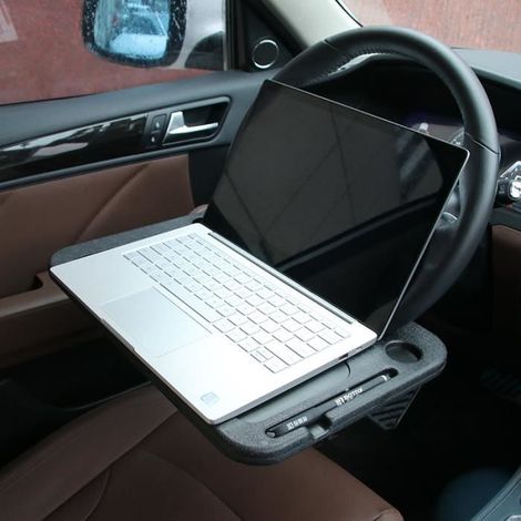 1 plateau de volant, réglable et antidérapant, support pour tablette et repas en voiture, idéal voyageurs fréquents (1/4)