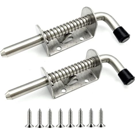 Lot de 2 verrous à ressort en acier inoxydable pour porte de garage, abri de jardin, cour, poulailler (128 mm)-Fei Yu (1/4)