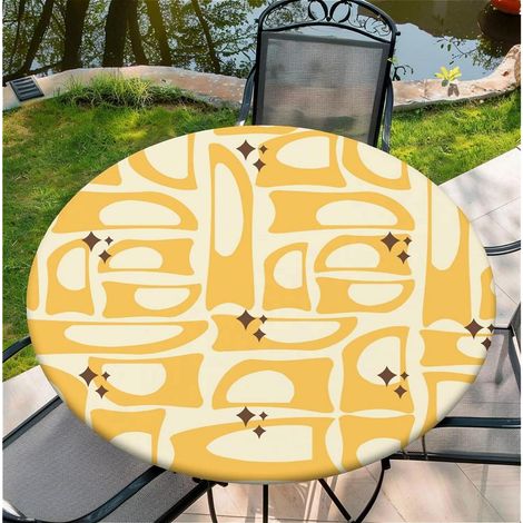 Runde Tischdecke Outdoor wetterfest mit Gummizug 150 cm Gelb