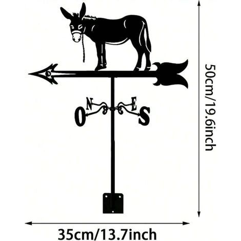 Girouette âne en métal vintage avec décoration animalière pour jardin, tonnelle, terrasse ou extérieur (1/5)
