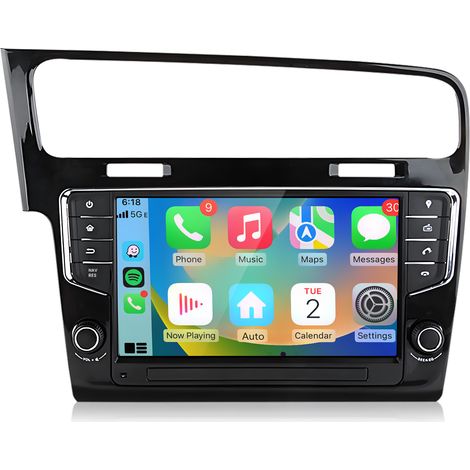 Hexinex Autoradio Android 15 2+64 Go 9 pouces pour VW Golf 7 VII MK7 2012–2020 Avec carPlay navigation GPS, commandes au volant SWC ASP et RDS