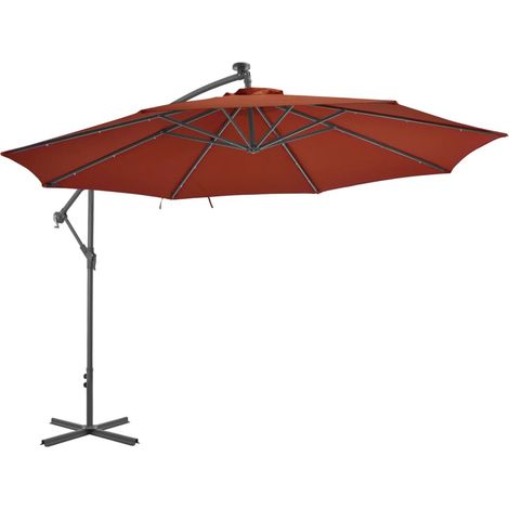 Parasol déporté avec lumières LED Terre cuite 350 cm (1/5)