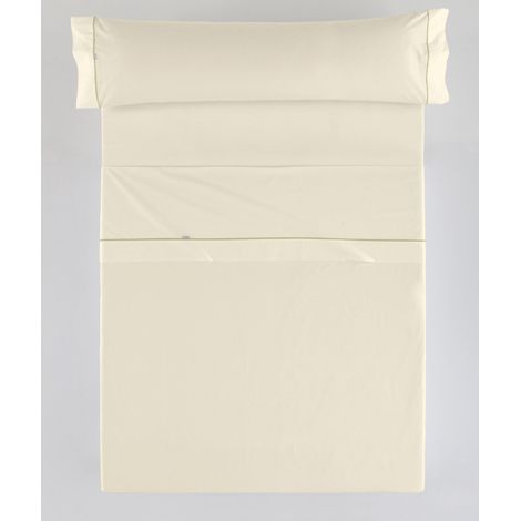 Juego de sábanas color crema - Cama de 105 (3 piezas) - 100% algodón - 144 hilos. Gramage: 115 (1/5)