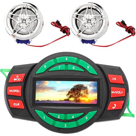 Autoradio Moto MP3 Bluetooth FM Étanche avec Chargeur Téléphone Haut-Parleur (1/5)