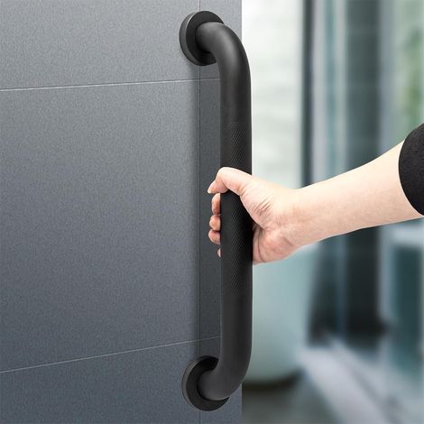 Maniglioni per bagno in acciaio inossidabile, maniglioni di sicurezza antiscivolo per anziani per vasca da bagno, WC, bagno, ringhiera delle scale 40 cm nero opaco